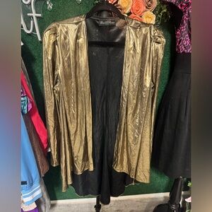 Gold Metallic Long Sleeve open blazer